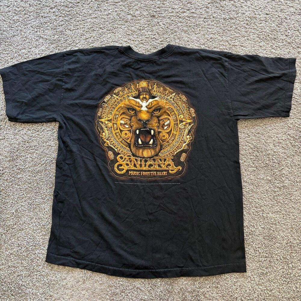 Vintage 90s Carlos Santana Music From The Heart De Aztlan 1998 Shirt Size XL USA